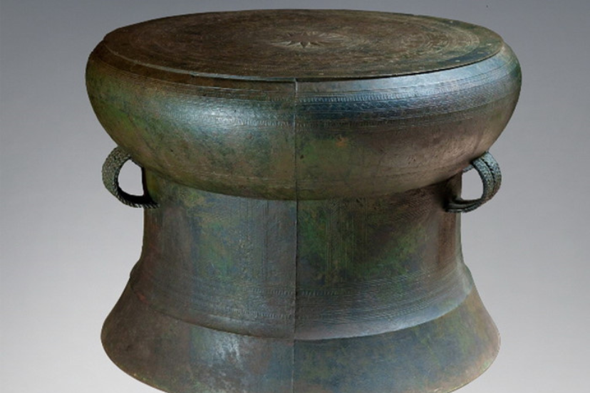 Dong Son bronze drum displayed in a Vietnamese museum